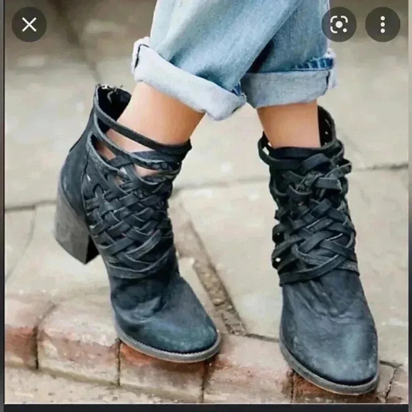 Free People Women's Ankle Boot Carrera Caged Leather Booties - Picture 2 of 9